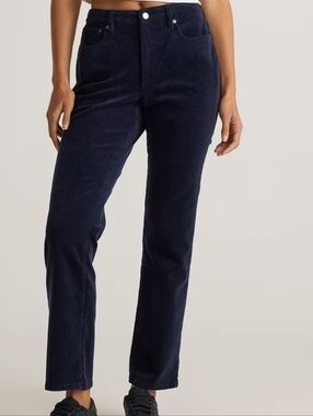 Quince Organiic Stretch High-Rise Straight Leg Corduroy Pants - Green Size 10